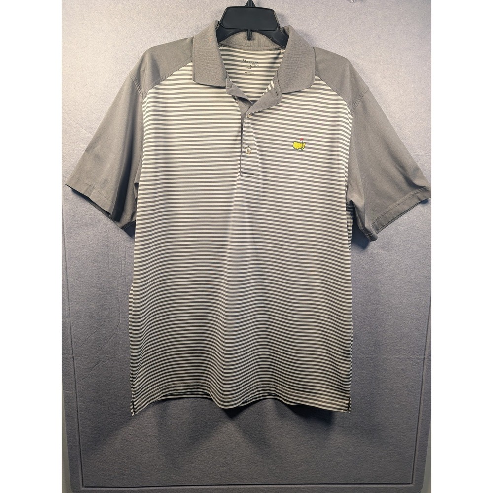 Masters Tech Golf Polo Mens Large Grey Striped Performance‎ Colorblock Excellent